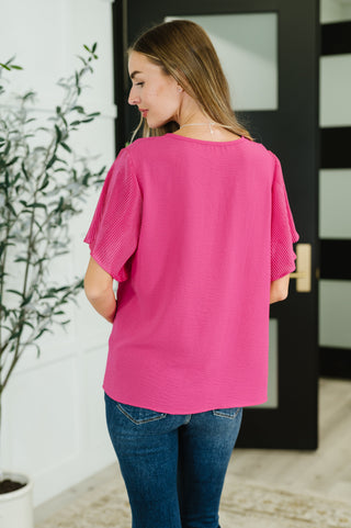 Now N Forever Pink and Perfect Ruffle Sleeve Top
