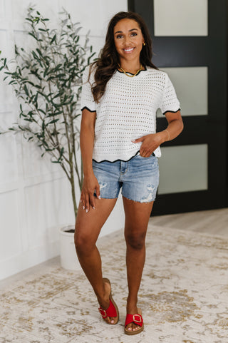 White Birch Pinkies Up Knit Top in White