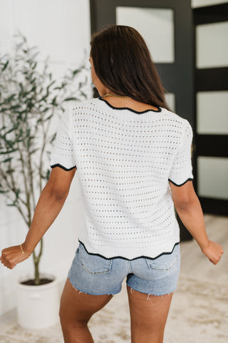White Birch Pinkies Up Knit Top in White