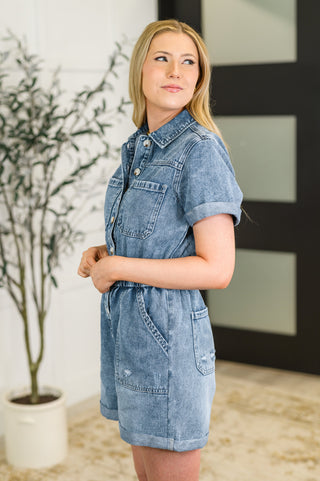 One Eleven North Pleasant and Relevant Denim Romper
