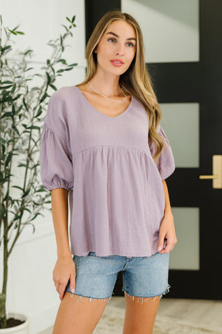 One Eleven North Pleasantly Perfect Bubble Sleeve Peasant Blouse