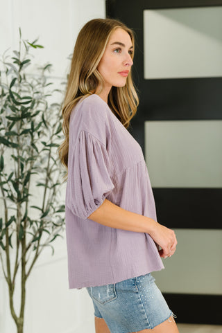 One Eleven North Pleasantly Perfect Bubble Sleeve Peasant Blouse