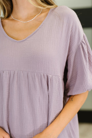 One Eleven North Pleasantly Perfect Bubble Sleeve Peasant Blouse