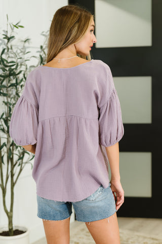 One Eleven North Pleasantly Perfect Bubble Sleeve Peasant Blouse