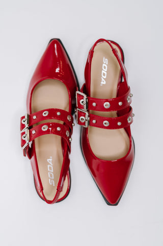 Soda Pop of Color Pointy Toe Slip On in Red