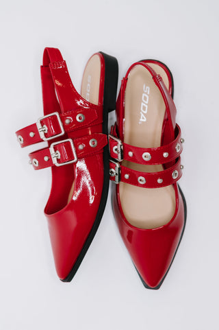 Soda Pop of Color Pointy Toe Slip On in Red