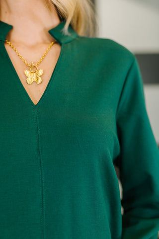 Dear Scarlett Portfolio Quarter Sleeve Dress in Hunter Green
