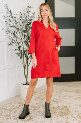Dear Scarlett Portfolio Quarter Sleeve Dress in Red