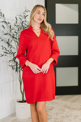 Dear Scarlett Portfolio Quarter Sleeve Dress in Red