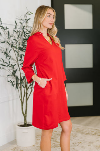 Dear Scarlett Portfolio Quarter Sleeve Dress in Red