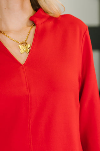 Dear Scarlett Portfolio Quarter Sleeve Dress in Red