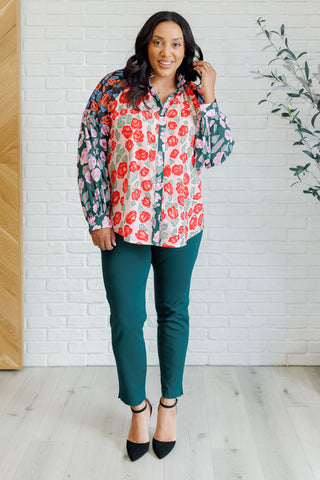 One Eleven North Presupposed Ideas Mixed Print Button Up Blouse