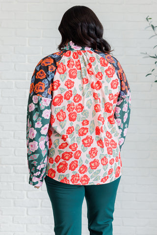 One Eleven North Presupposed Ideas Mixed Print Button Up Blouse