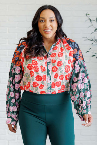 One Eleven North Presupposed Ideas Mixed Print Button Up Blouse