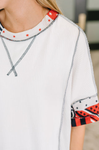 Haptics Pretty Prideful Patchwork Detail Top