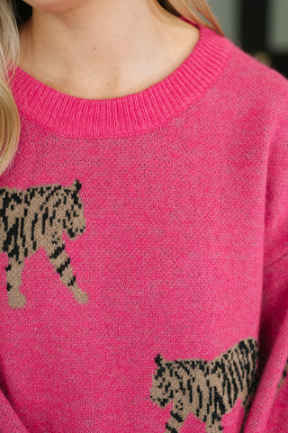 BiBi Pretty and Prowling Graphic Pullover in Pink