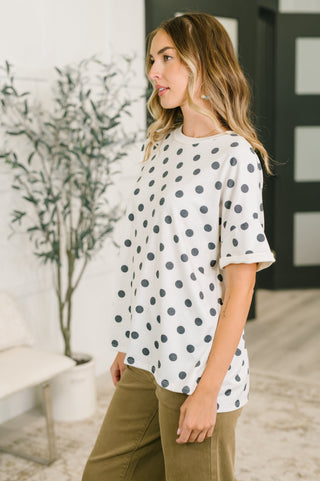 Haptics Pretty in Polka Oversized Drop Shoulder Tee
