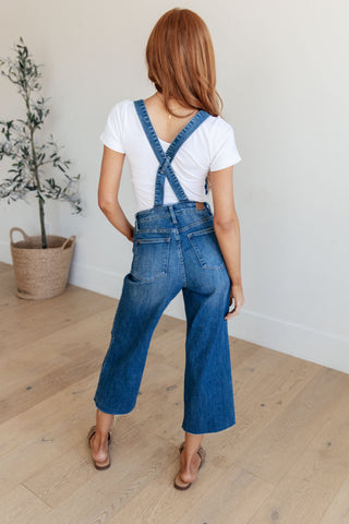 Judy Blue Priscilla High Rise Crop Wide Leg Denim Overalls - Exclusive