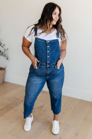 Judy Blue Priscilla High Rise Crop Wide Leg Denim Overalls - Exclusive
