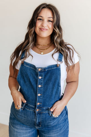 Judy Blue Priscilla High Rise Crop Wide Leg Denim Overalls - Exclusive