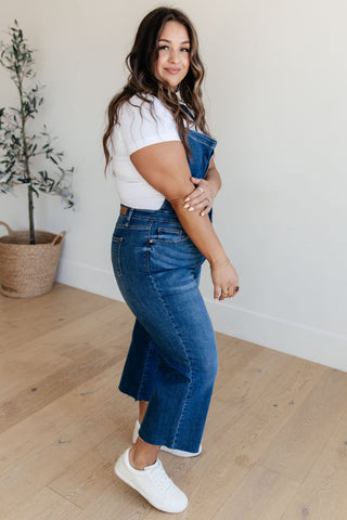 Judy Blue Priscilla High Rise Crop Wide Leg Denim Overalls - Exclusive