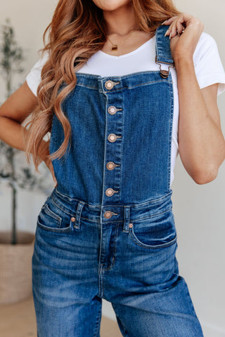 Judy Blue Priscilla High Rise Crop Wide Leg Denim Overalls - Exclusive