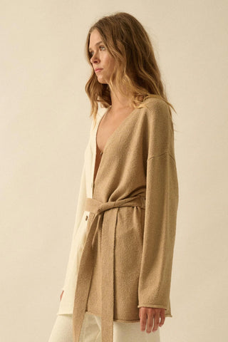 Promesa Promise the Label Colorblock Belted Cardigan
