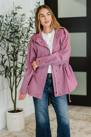 Oddi Puddle Jumper Full Front Zip Up Jacket in Mauve