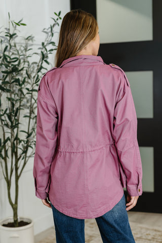 Oddi Puddle Jumper Full Front Zip Up Jacket in Mauve