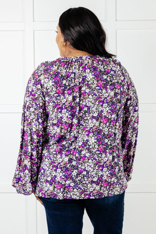 One Eleven North Pulled Together Ditsy Floral Bubble Sleeve Blouse