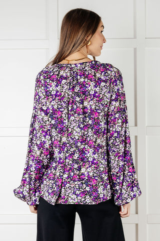 One Eleven North Pulled Together Ditsy Floral Bubble Sleeve Blouse