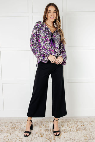One Eleven North Pulled Together Ditsy Floral Bubble Sleeve Blouse
