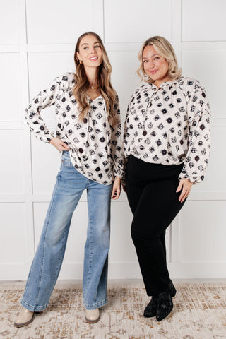 One Eleven North Quick Follow Up Floral Tile Blouse