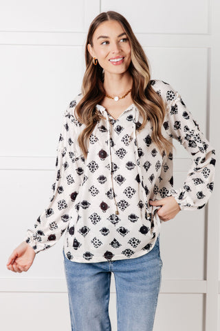 One Eleven North Quick Follow Up Floral Tile Blouse
