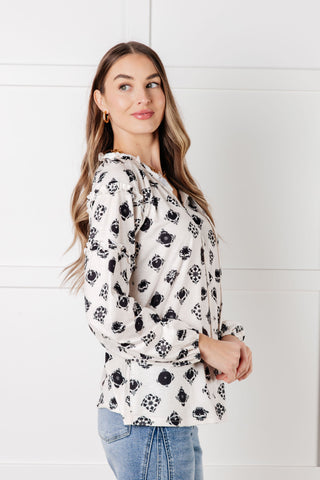 One Eleven North Quick Follow Up Floral Tile Blouse