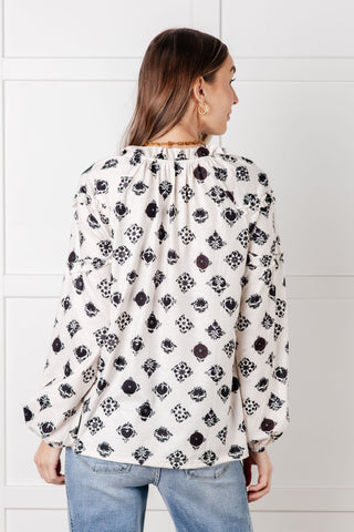 One Eleven North Quick Follow Up Floral Tile Blouse