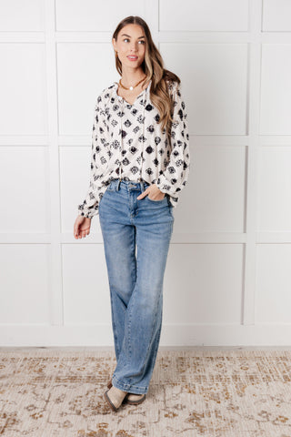 One Eleven North Quick Follow Up Floral Tile Blouse