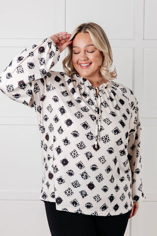 One Eleven North Quick Follow Up Floral Tile Blouse