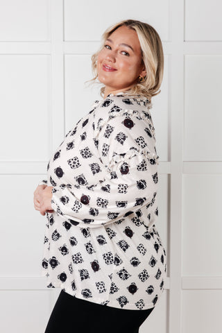 One Eleven North Quick Follow Up Floral Tile Blouse