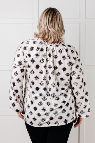 One Eleven North Quick Follow Up Floral Tile Blouse