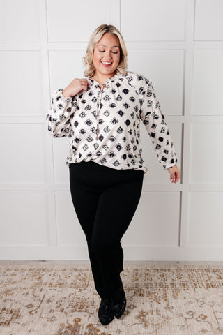 One Eleven North Quick Follow Up Floral Tile Blouse