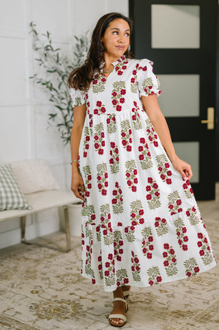 One Eleven North Quiet Life Notch Neck Tiered Dress in White