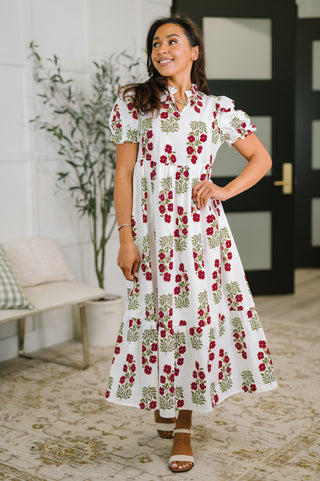 One Eleven North Quiet Life Notch Neck Tiered Dress in White