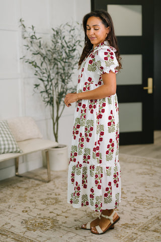 One Eleven North Quiet Life Notch Neck Tiered Dress in White