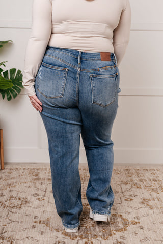 Judy Blue Quinn Mid Rise Cell Phone Pocket Dad Jeans - Exclusive