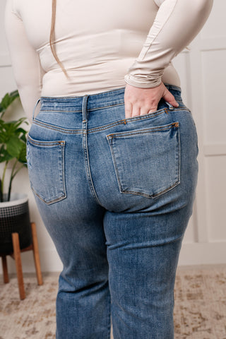 Judy Blue Quinn Mid Rise Cell Phone Pocket Dad Jeans - Exclusive