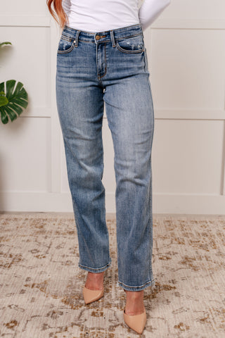 Judy Blue Quinn Mid Rise Cell Phone Pocket Dad Jeans - Exclusive