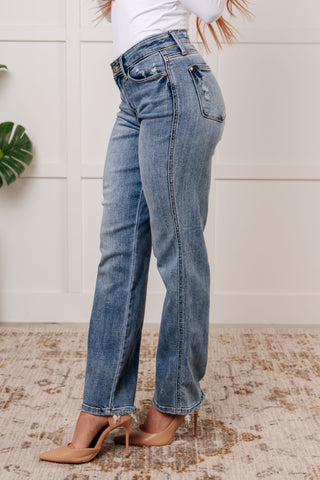Judy Blue Quinn Mid Rise Cell Phone Pocket Dad Jeans - Exclusive