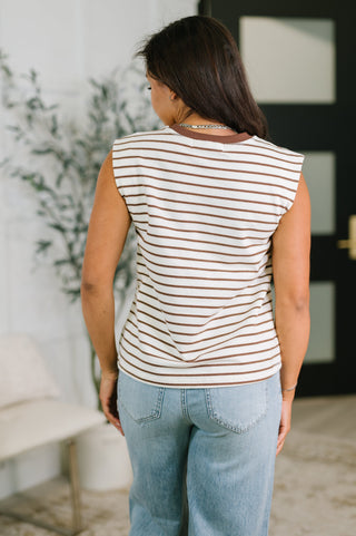 One Eleven North Quite Intimately Striped Muscle Tee in Brown