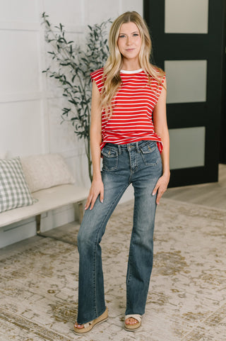 One Eleven North Quite Intimately Striped Muscle Tee in Red